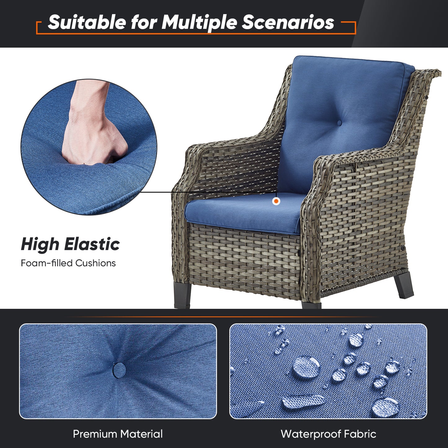 Save 50% - Outdoor 2-Piece Patio Chairs, NDC Series