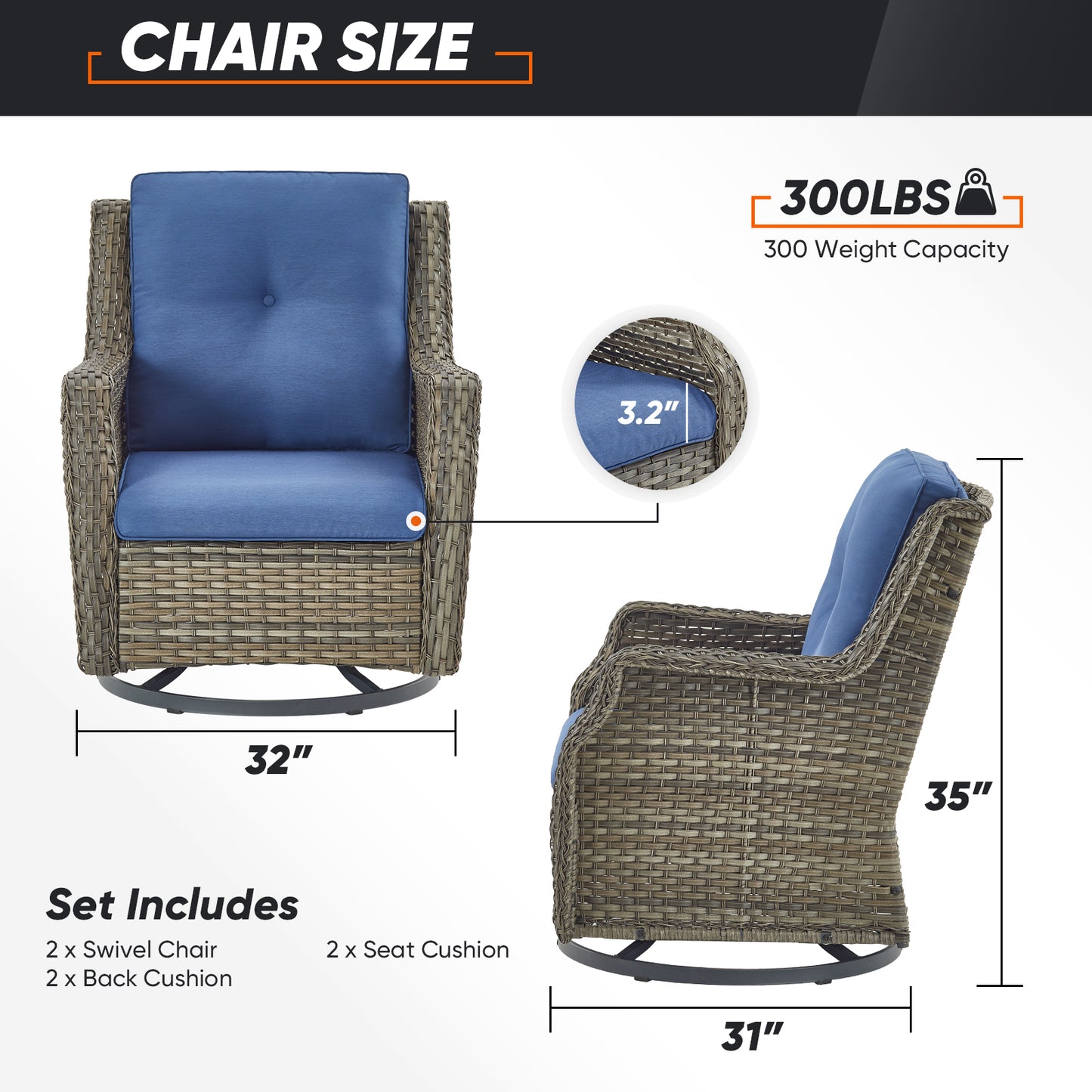 Save 60% - Outdoor 2-Piece Swivel Glider Chairs, NDC Series