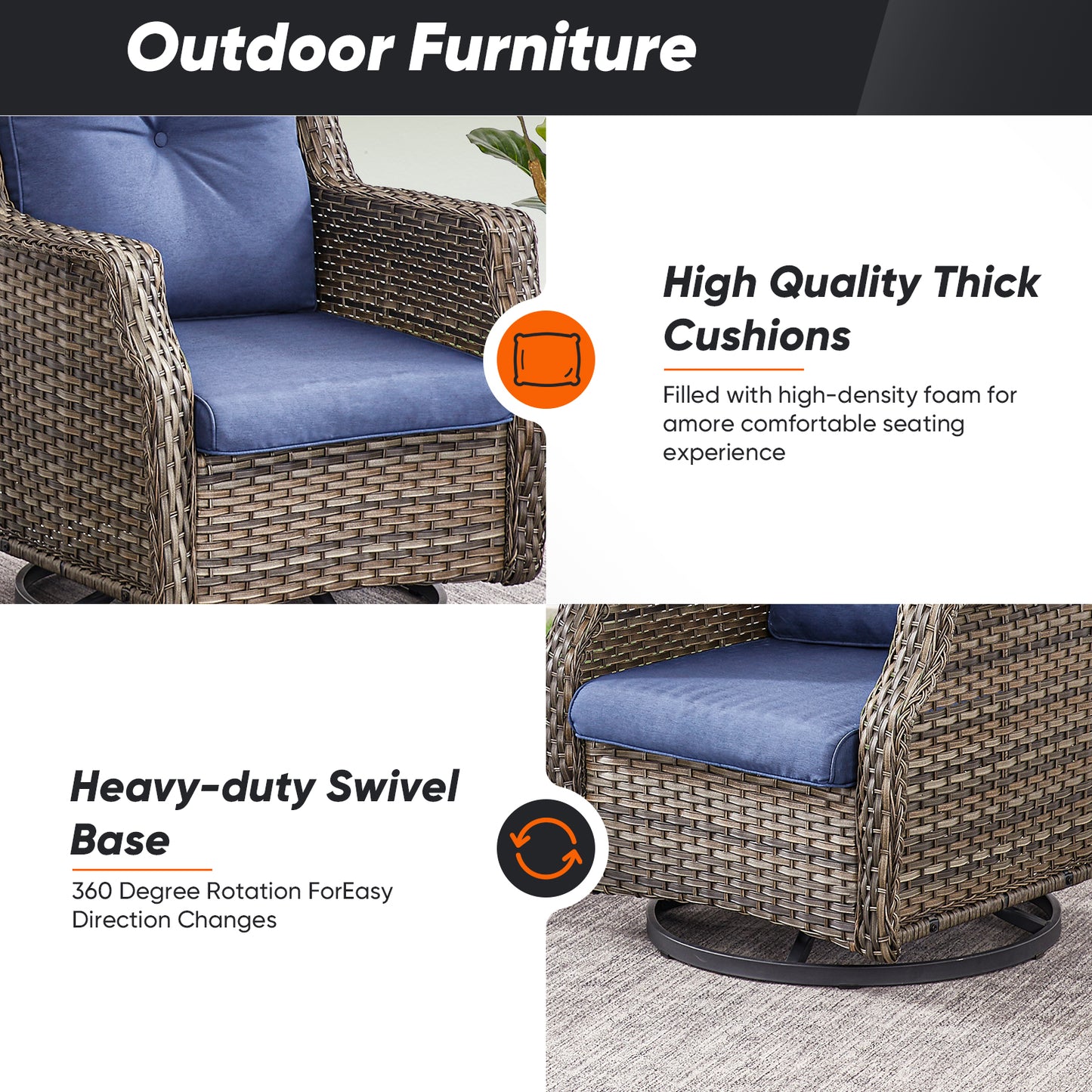 Save 60% - Outdoor 2-Piece Swivel Glider Chairs, NDC Series