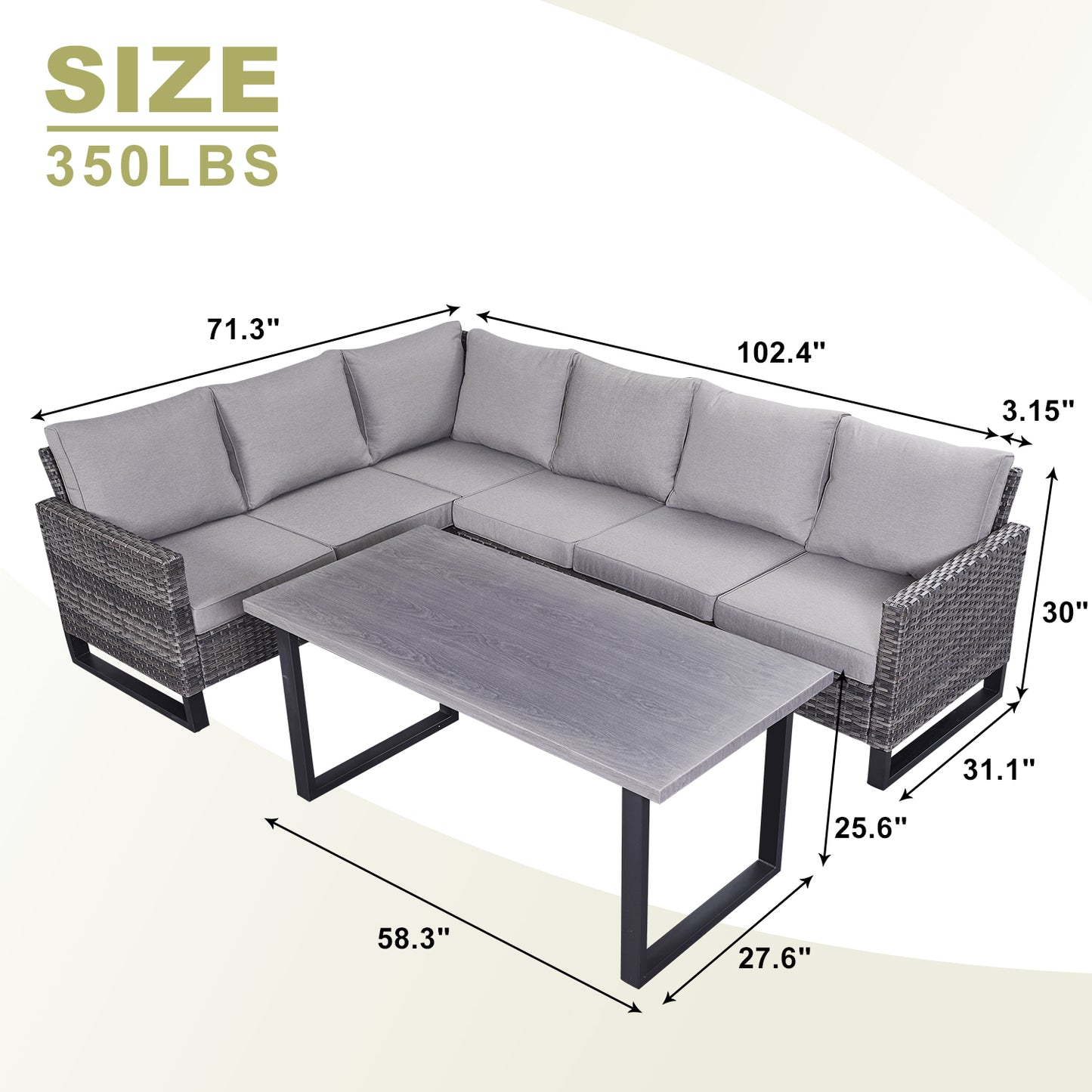 Save 50% - 7-Piece Large Sectional Set with Coffee Table, GRS Series