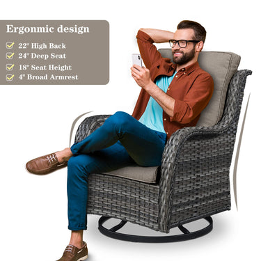 Save 60% - Outdoor 2PC PE Rattan Swivel Glider Chairs, NTC Series - Belord
