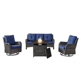 Fire Pit Table Set with Swivel Glider Chairs and Sofa, NTC Series - Belord