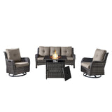 Fire Pit Table Set with Swivel Glider Chairs and Sofa, NTC Series - Belord