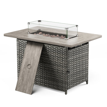 Rectangular Fire Pit Table with Glass Cover - Belord