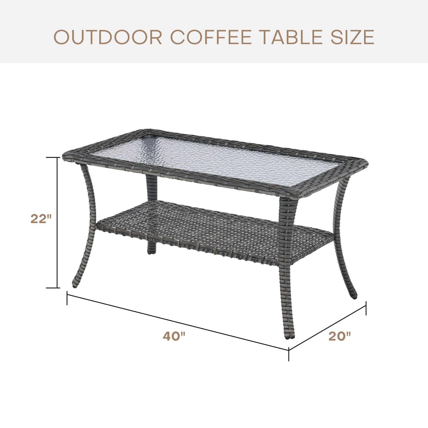 Outdoor 40" PE Rattan Coffee Table, NTC Series - B2B Wholesale