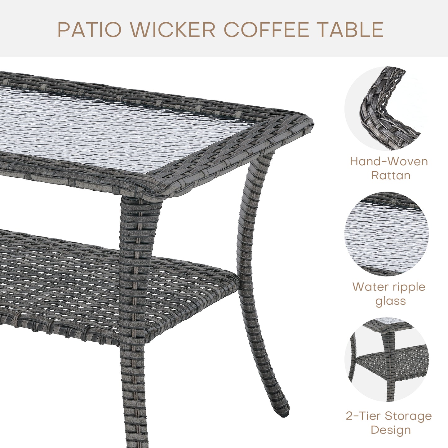 Outdoor 40" PE Rattan Coffee Table, NTC Series - B2B Wholesale