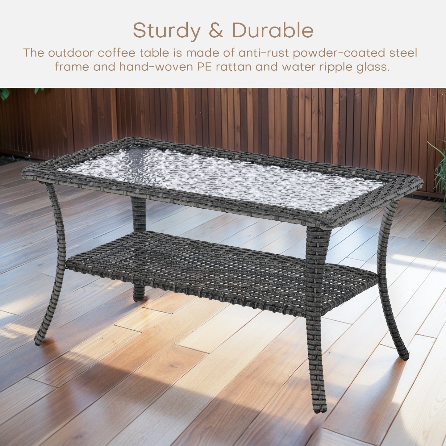 Outdoor 40" PE Rattan Coffee Table, NTC Series - B2B Wholesale