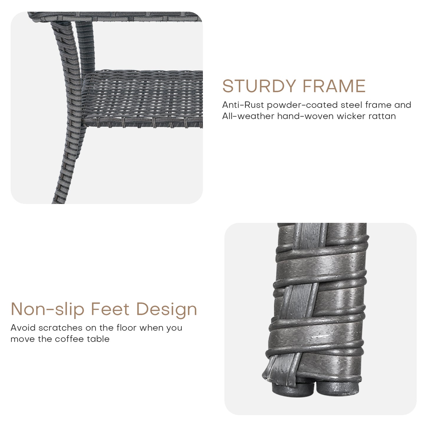 Outdoor 40" PE Rattan Coffee Table, NTC Series - B2B Wholesale