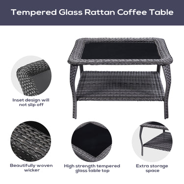 Save 50% - 7-Piece L-Shaped Patio Sectional Sofa Set + Wicker Coffee Table, NTC Series - Belord
