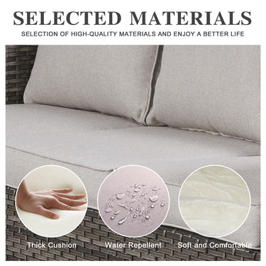 Patio Conversation Set 7-Piece with Sofa, Patio Chairs, Coffee Table, Side Table, and Ottoman, GRS Series - Belord