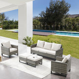 Patio Conversation Set 5-Piece with Sofa, Patio Chairs, and Ottoman, GRS Series - Belord