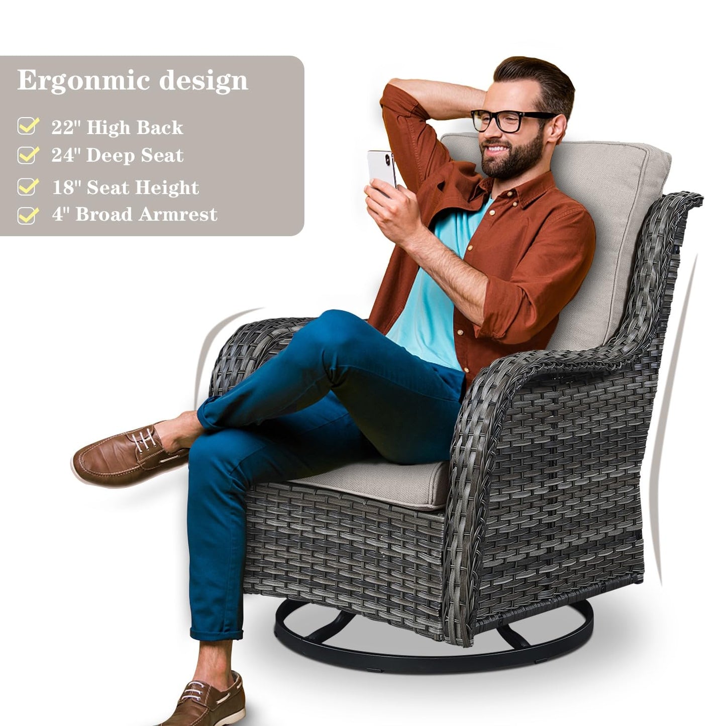 Save 40% - Swivel Glider Chairs Set with Side Table, NTC Series