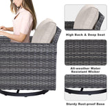 Patio Conversation Set 5-Piece with Sofa, Swivel Glider Chairs, and Ottoman, GRS Series - Belord