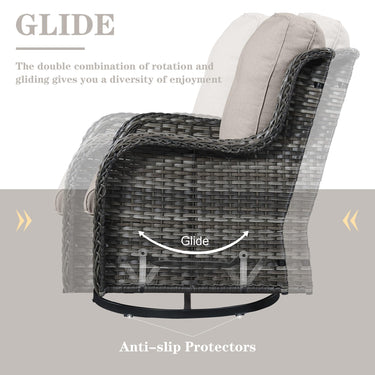 Save 60% - Swivel Glider Chairs Set with Side Table, NTC Series - Belord