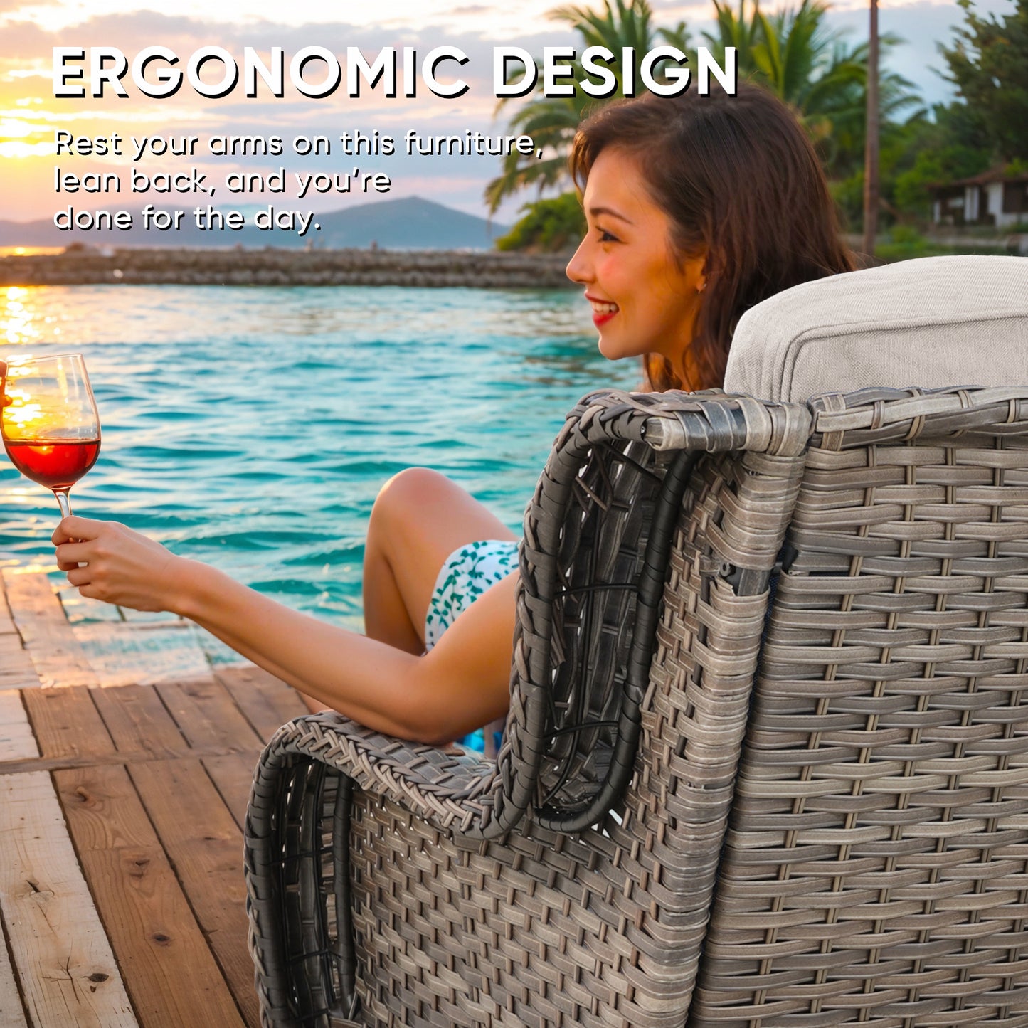 Save 40% - 7-Piece L-Shaped Patio Sectional Sofa Set + Wicker Coffee Table, NTC Series