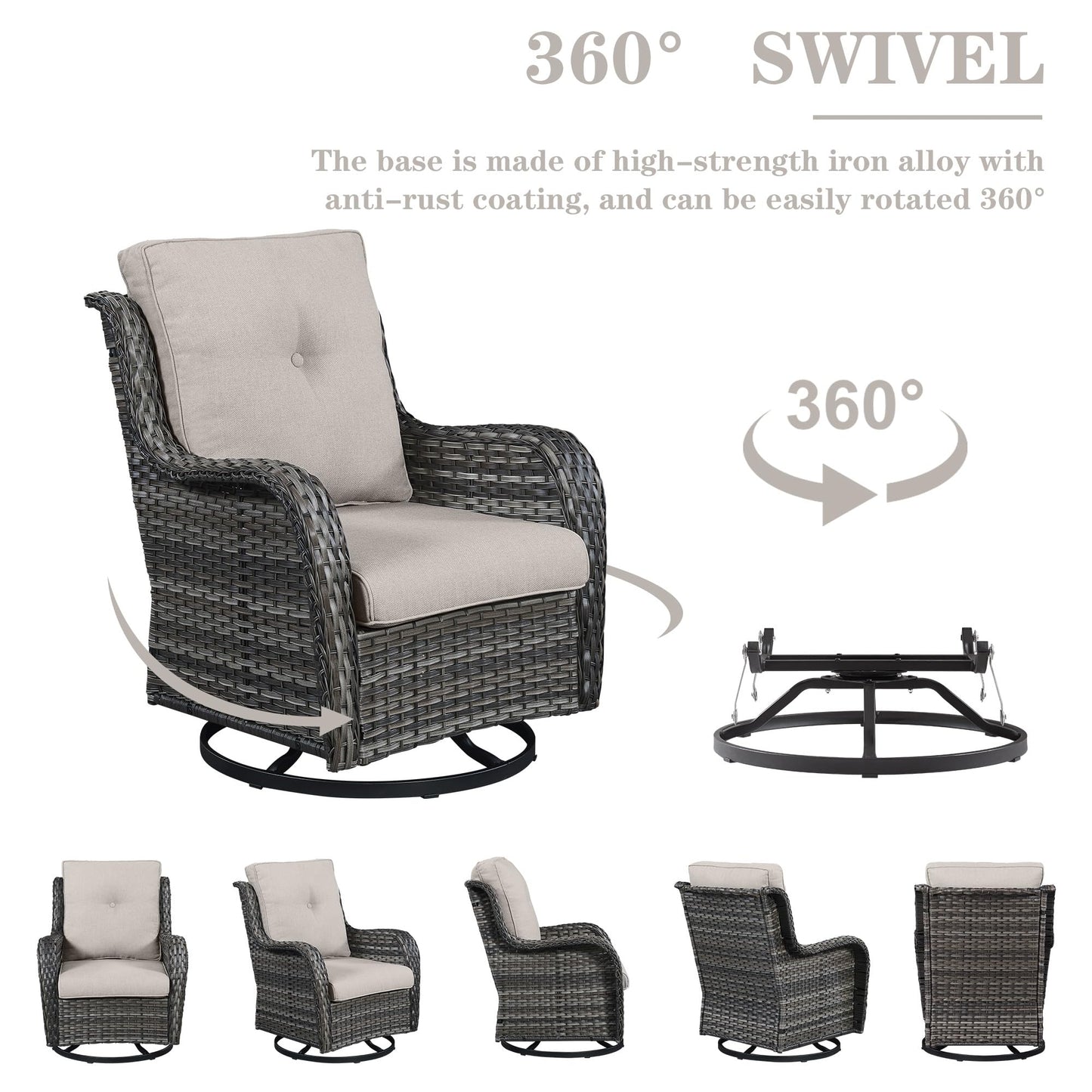 Save 40% - Swivel Glider Chairs Set with Side Table, NTC Series