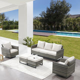 Patio Conversation Set 5-Piece with Sofa, Swivel Glider Chairs, and Ottoman, GRS Series - Belord