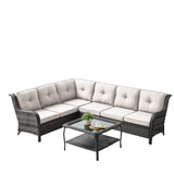 Save 50% - 7-Piece L-Shaped Patio Sectional Sofa Set + Wicker Coffee Table, NTC Series - Belord