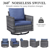 Patio Conversation Set 5-Piece with Sofa, Swivel Glider Chairs, and Ottoman, GRS Series - Belord