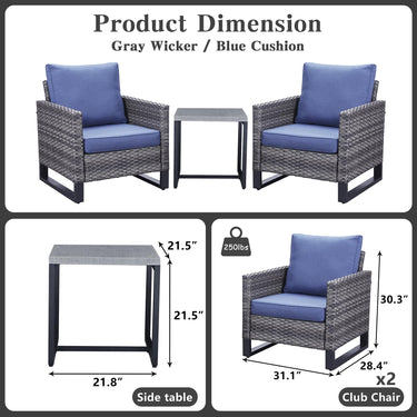 Patio Chairs Set with Side Table, GRS Series - Belord