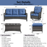 Patio Conversation Set 6-Piece with Sofa, Swivel Glider Chairs, Coffee Table, and Ottoman, NTC Series - Belord