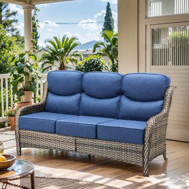 Oversized 3-Seat Wicker Sofa for Outdoor Patio – High Back & Extra Thick Cushions / NT Series - Belord