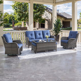 Patio Conversation Set 6-Piece with Sofa, Swivel Glider Chairs, Coffee Table, and Ottoman, NTC Series - Belord