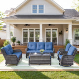 Patio Conversation Set 7-Piece with Sofa, Glider Loveseat, Swivel Glider Chairs, Ottoman and Coffee Table, NTC Series - Belord