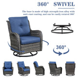 Patio Conversation Set 6-Piece with Sofa, Swivel Glider Chairs, Coffee Table, and Ottoman, NTC Series - Belord