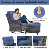Patio Conversation Set 6-Piece with Sofa, Swivel Glider Chairs, Coffee Table, and Ottoman, NTC Series - Belord