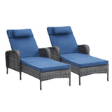 2-PC Outdoor Poolside 5-Position Adjustable Chaise Longue, NTC Series - Belord