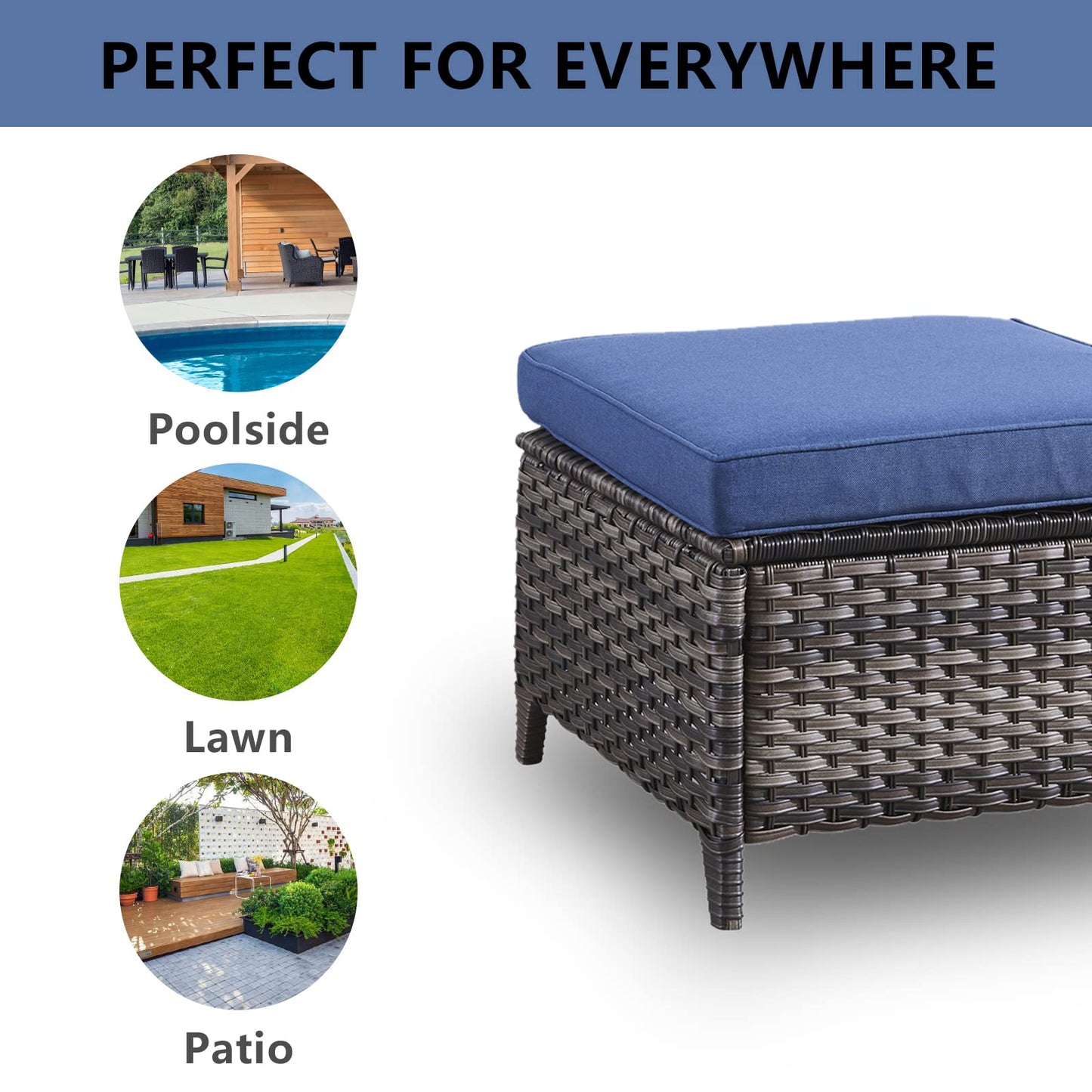 Outdoor PE Rattan Ottoman, NTC Series