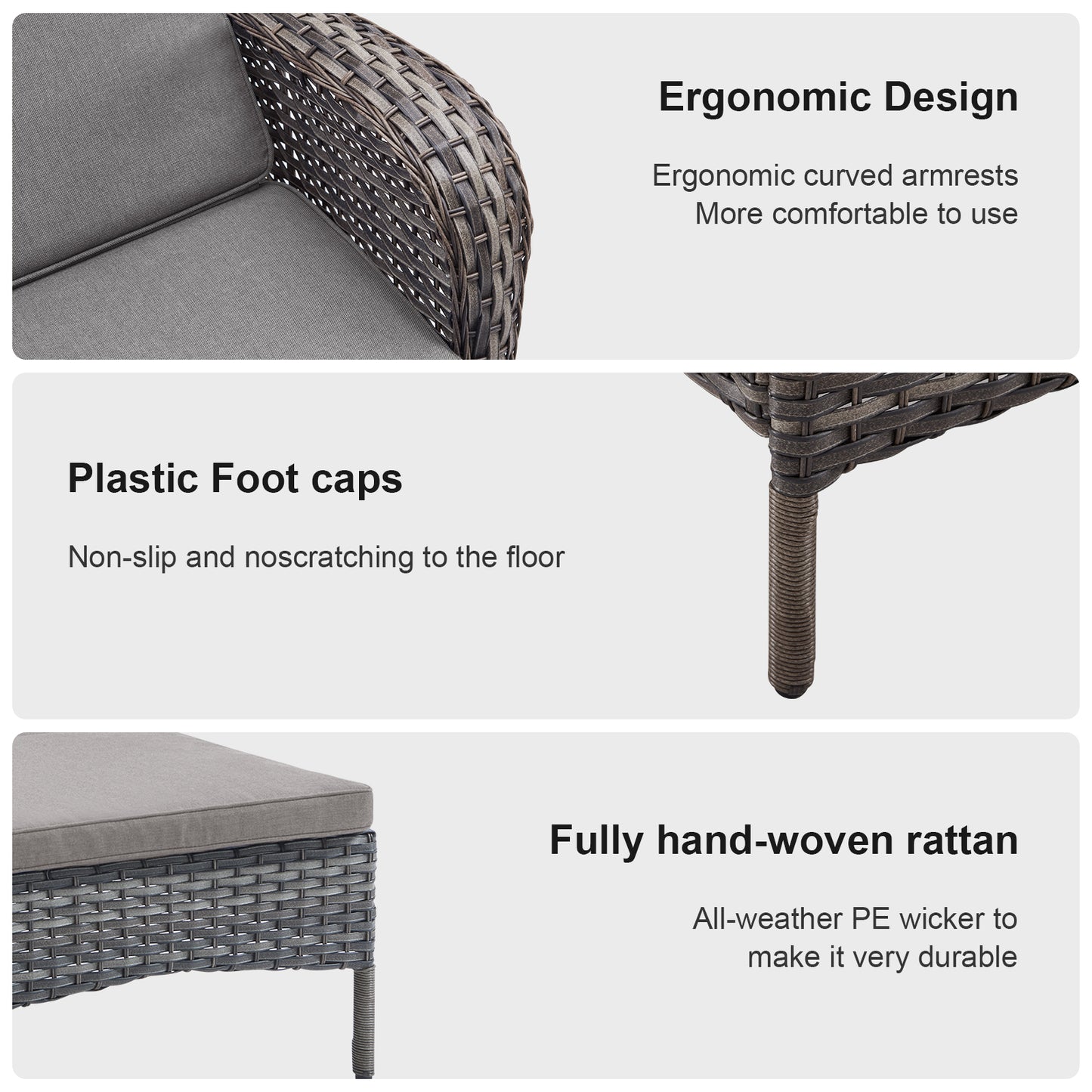 3-Piece Outdoor Wicker Lounge Set – 2 Adjustable 75" Chaise Lounges + Side Table, All-Weather Rattan, NTC Series