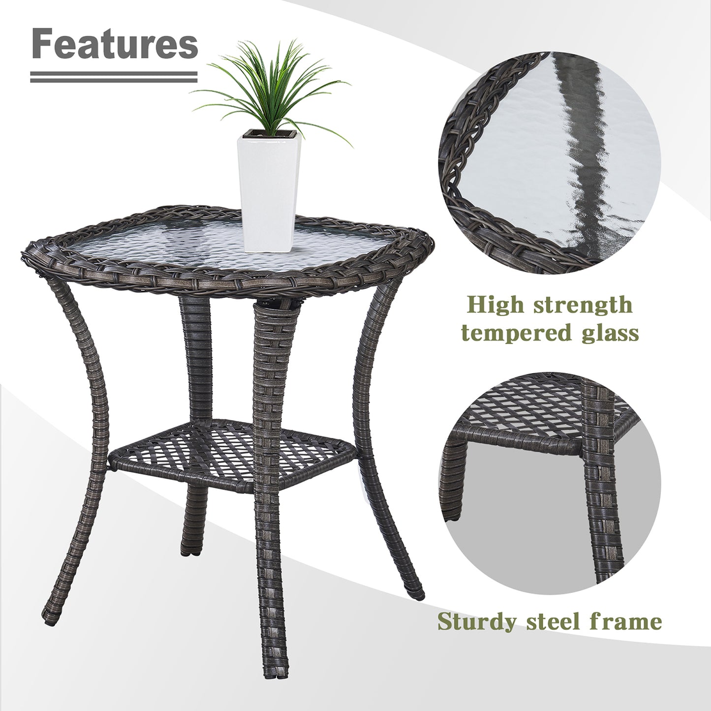3-Piece Outdoor Wicker Lounge Set – 2 Adjustable 75" Chaise Lounges + Side Table, All-Weather Rattan, NTC Series