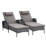 2-PC Outdoor Poolside 5-Position Adjustable Chaise Longue, NTC Series - Belord