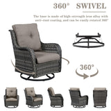 Patio Conversation Set 6-Piece with Sofa, Swivel Glider Chairs, Coffee Table, and Ottoman, NTC Series - Belord