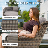 Patio Conversation Set 7-Piece with Sofa, Glider Loveseat, Swivel Glider Chairs, Ottoman and Coffee Table, NTC Series - Belord