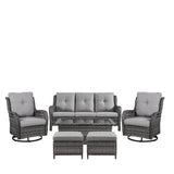 Patio Conversation Set 6-Piece with Sofa, Swivel Glider Chairs, Coffee Table, and Ottoman, NTC Series - Belord
