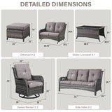 Patio Conversation Set 7-Piece with Sofa, Glider Loveseat, Swivel Glider Chairs, Ottoman and Coffee Table, NTC Series - Belord