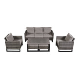 Patio Conversation Set 6-Piece with Sofa, Patio Chairs, Coffee Table, and Ottoman, GRS Series - Belord
