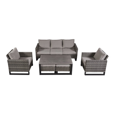 Patio Conversation Set 6-Piece with Sofa, Patio Chairs, Coffee Table, and Ottoman, GRS Series - Belord