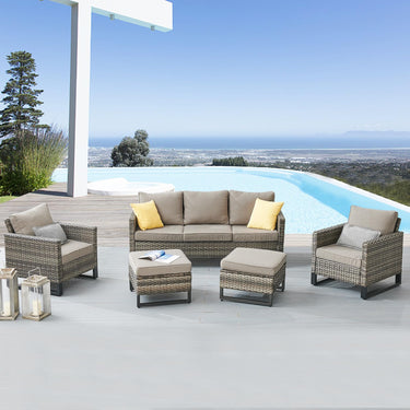 Patio Conversation Set 5-Piece with Sofa, Patio Chairs, and Ottoman, GRS Series - Belord