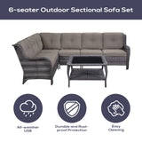 Save 50% - 7-Piece L-Shaped Patio Sectional Sofa Set + Wicker Coffee Table, NTC Series - Belord