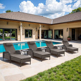 Premium 7-Piece Outdoor Rattan Lounge Set with 4 Adjustable Chaise Lounges & 3 Side Tables - All-Weather Wicker Patio Furniture for Pool Deck, NTC Series - Belord