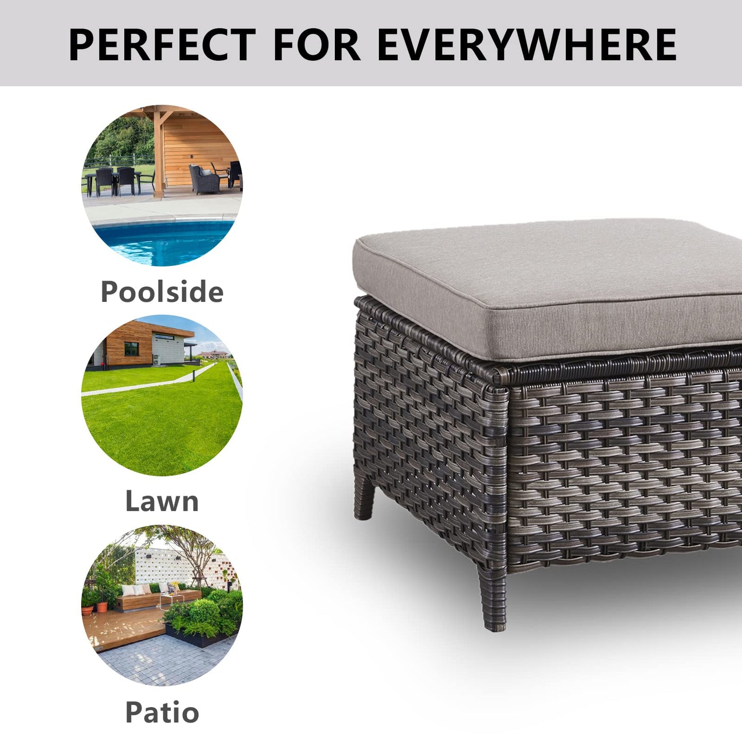 Outdoor PE Rattan Ottoman, NTC Series