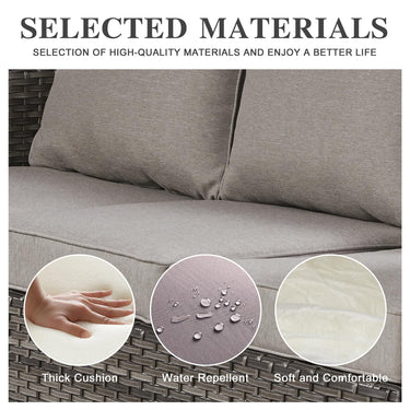 Patio Conversation Set 7-Piece with Sofa, Patio Chairs, Coffee Table, Side Table, and Ottoman, GRS Series - Belord