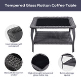 Save 50% - 7-Piece L-Shaped Patio Sectional Sofa Set + Wicker Coffee Table, NTC Series - Belord