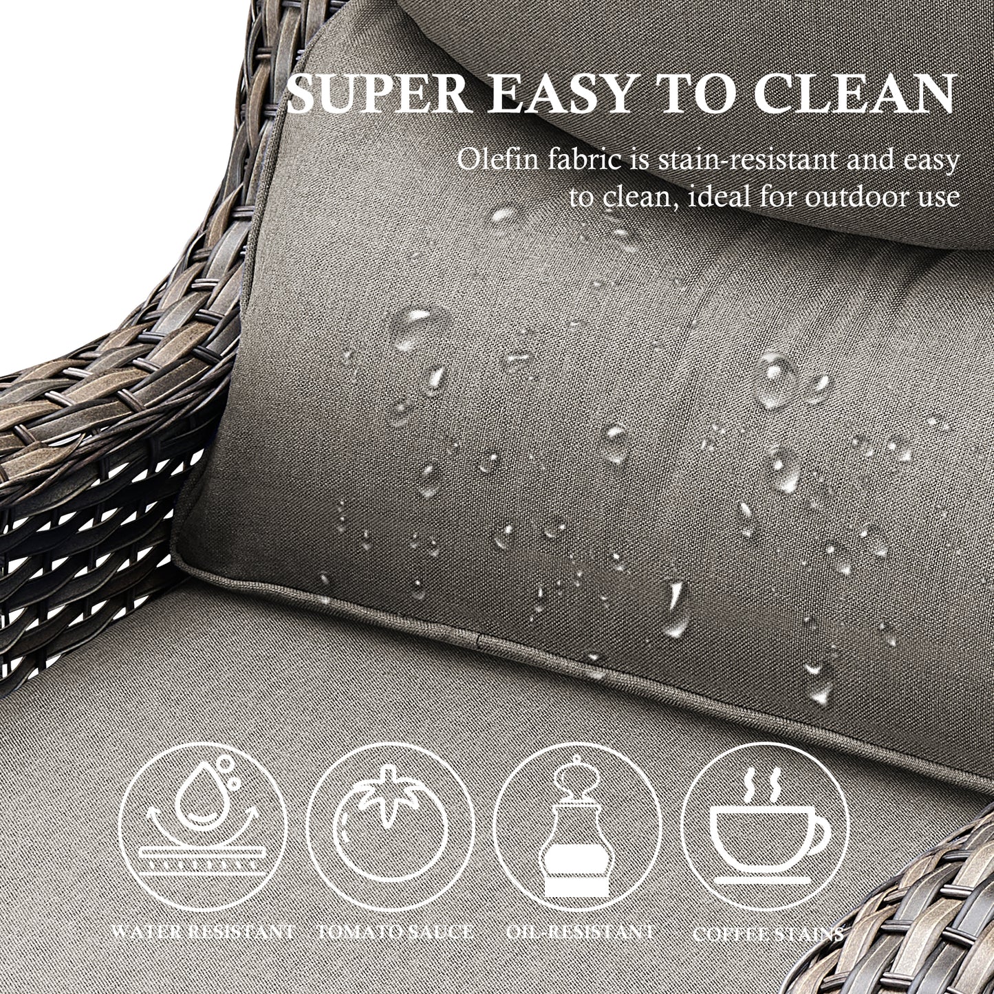 2-Piece Garden Wicker Swivel Glider Chairs with 6" Thick Cushions, NT Series