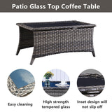 Patio Conversation Set 6-Piece with Sofa, Swivel Glider Chairs, Coffee Table, and Ottoman, NTC Series - Belord