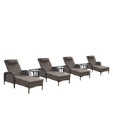 Premium 7-Piece Outdoor Rattan Lounge Set with 4 Adjustable Chaise Lounges & 3 Side Tables - All-Weather Wicker Patio Furniture for Pool Deck, NTC Series - Belord
